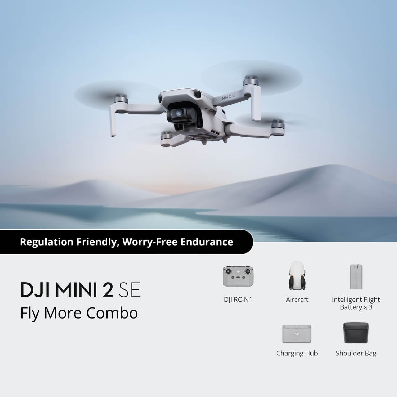 DJI MINI 2 SE drone with desert landscape background