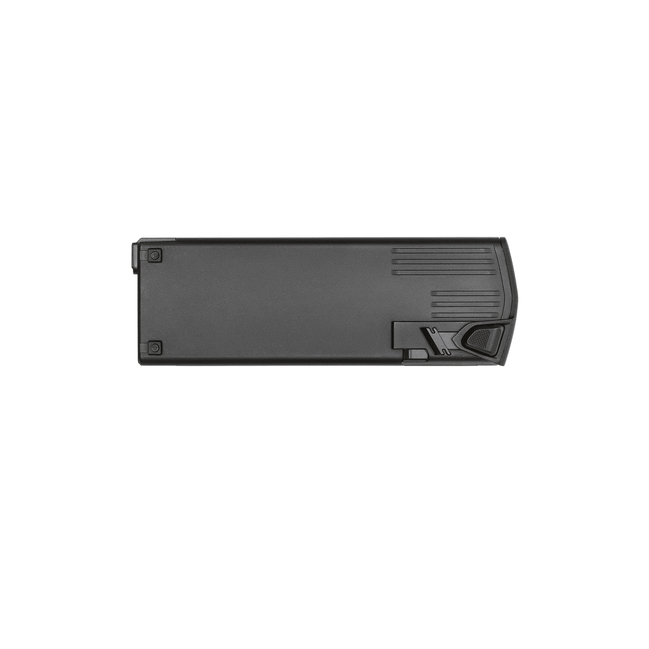 Black rectangular object with textured surface on a black background