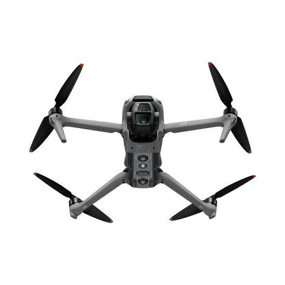 Gray drone with black propellers on a white background