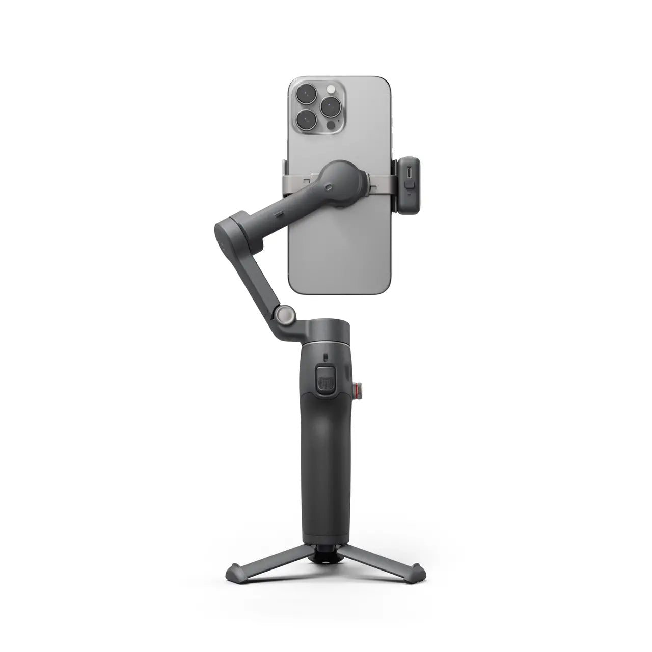 Phone holder with adjustable arm on a white background