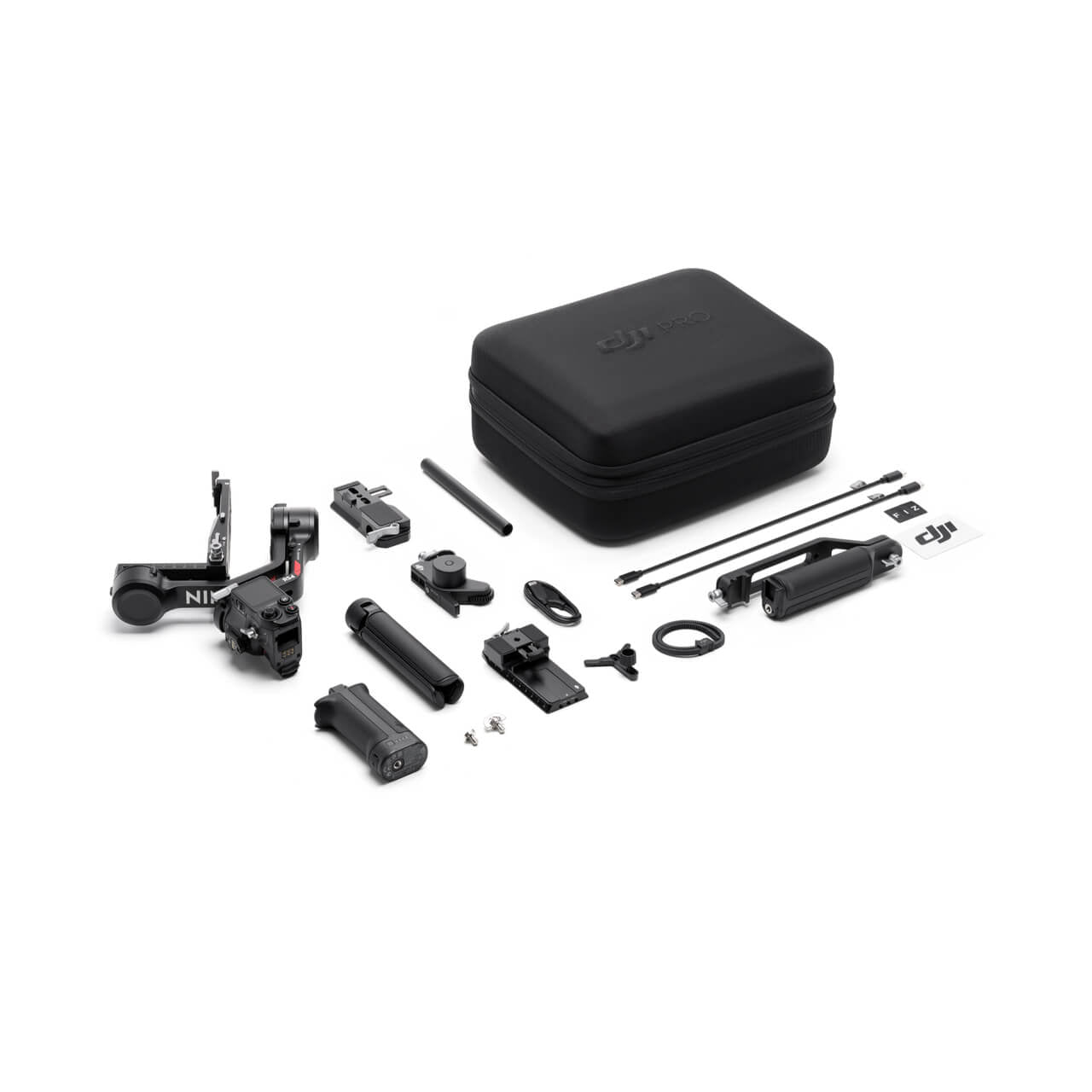 DJI RS 4 combo with accessories in white background