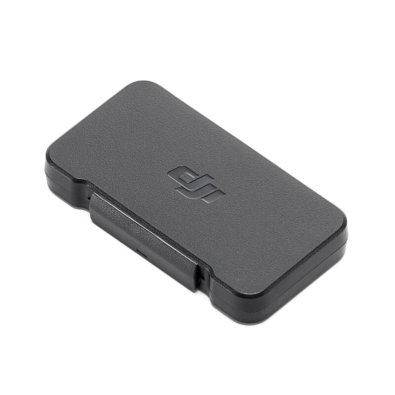 Black rectangular device with a logo on a white background