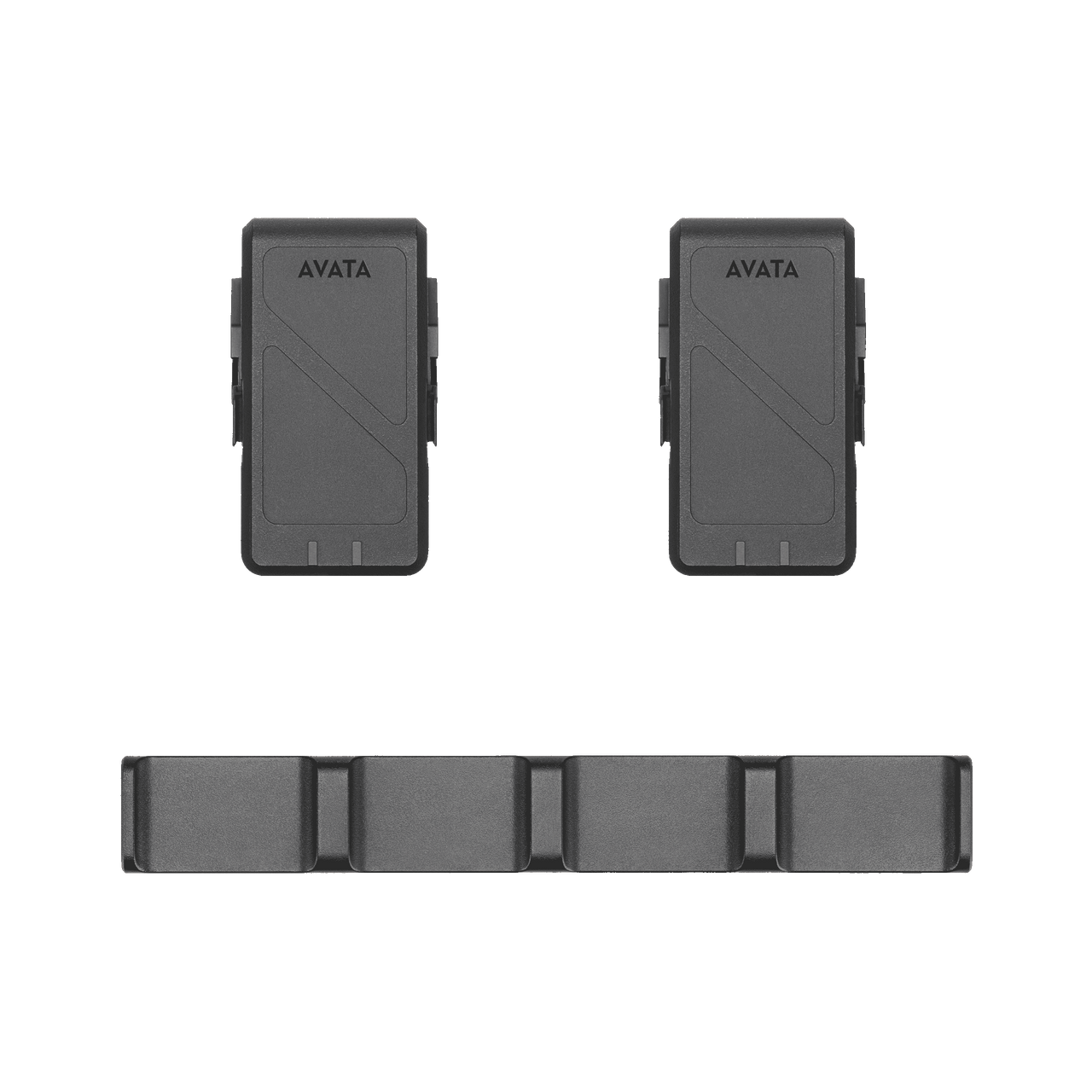 Three gray AVATA products on a black background