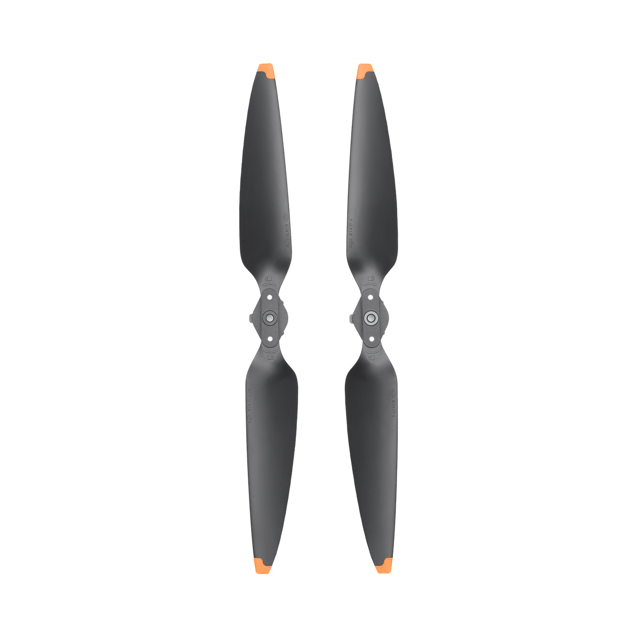 Two gray propellers on a black background