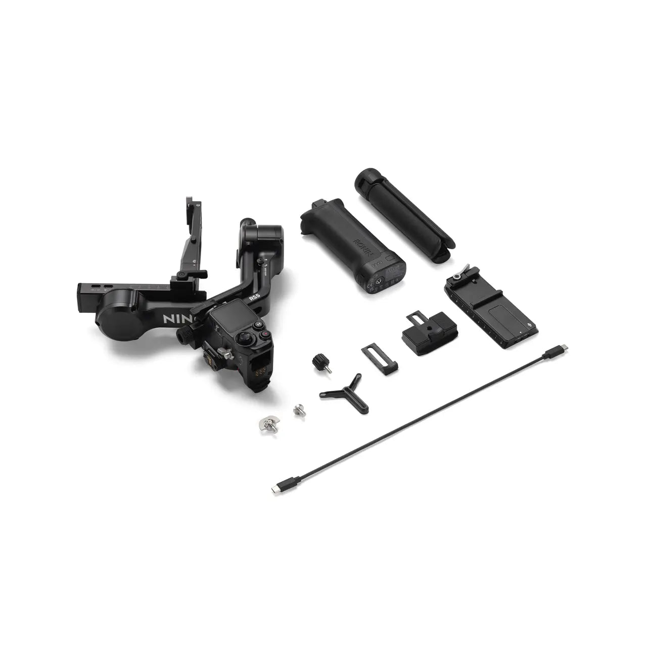 Black mechanical components on a white background