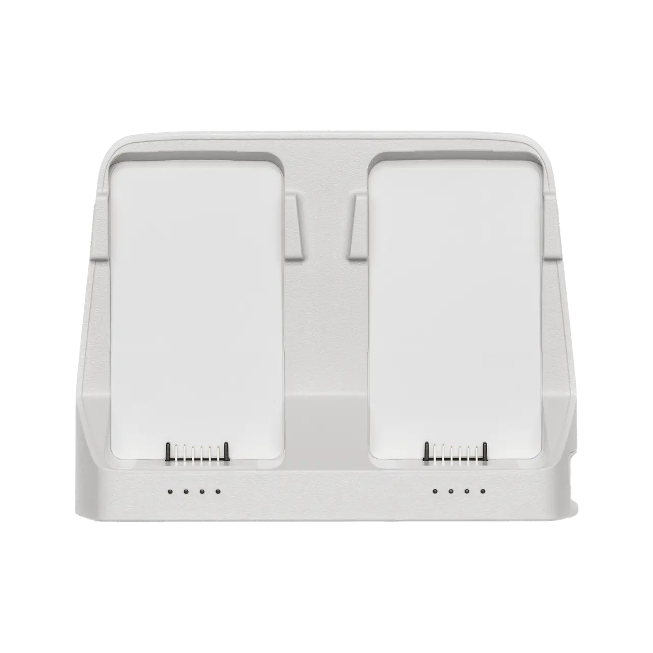 White electronic device with two screen-like components on a white background