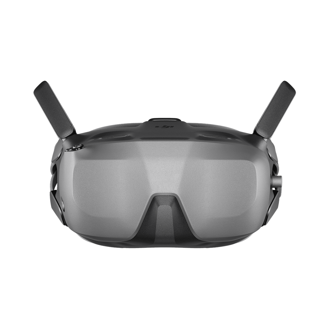Black VR headset with antennas on a white background