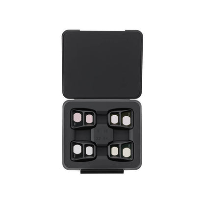 Black camera lens hood with multiple shapes on a white background
