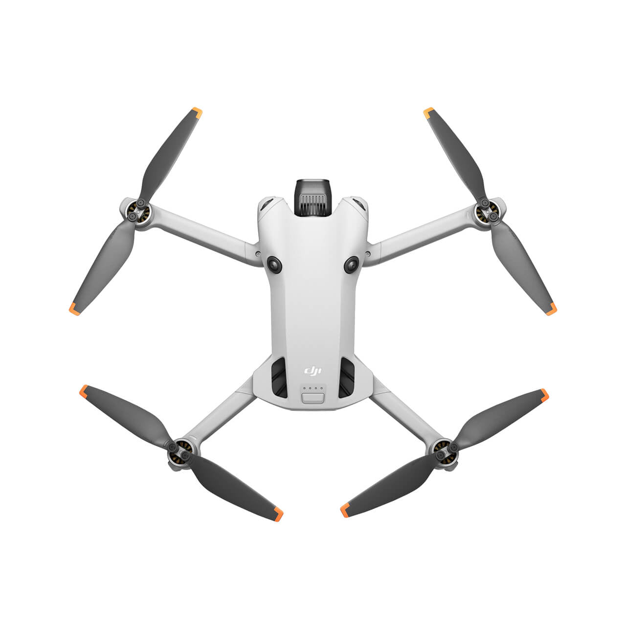 DJI mini 4 pro drone with four propellers on a white background