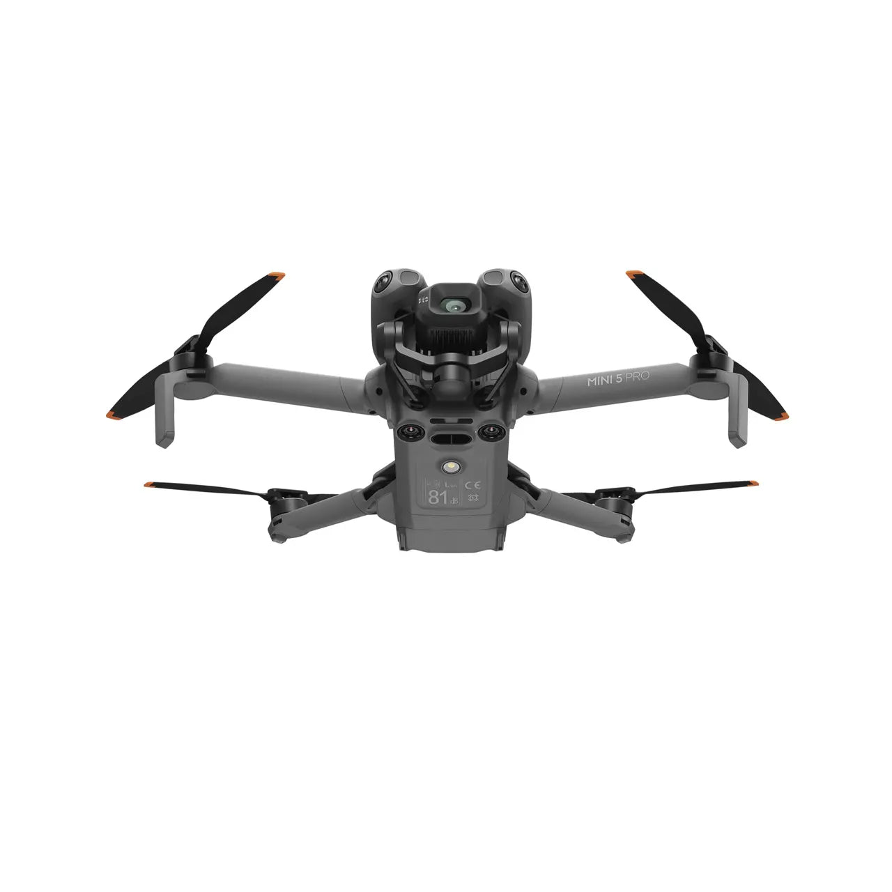 Black drone with propellers on a white background