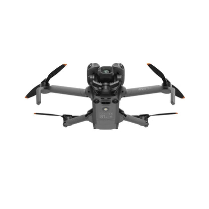 Black drone with propellers on a white background