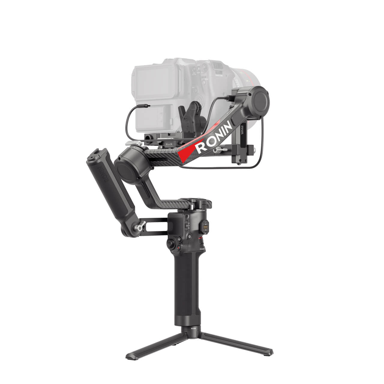 DJI RS 4 Pro combo with camera in white background