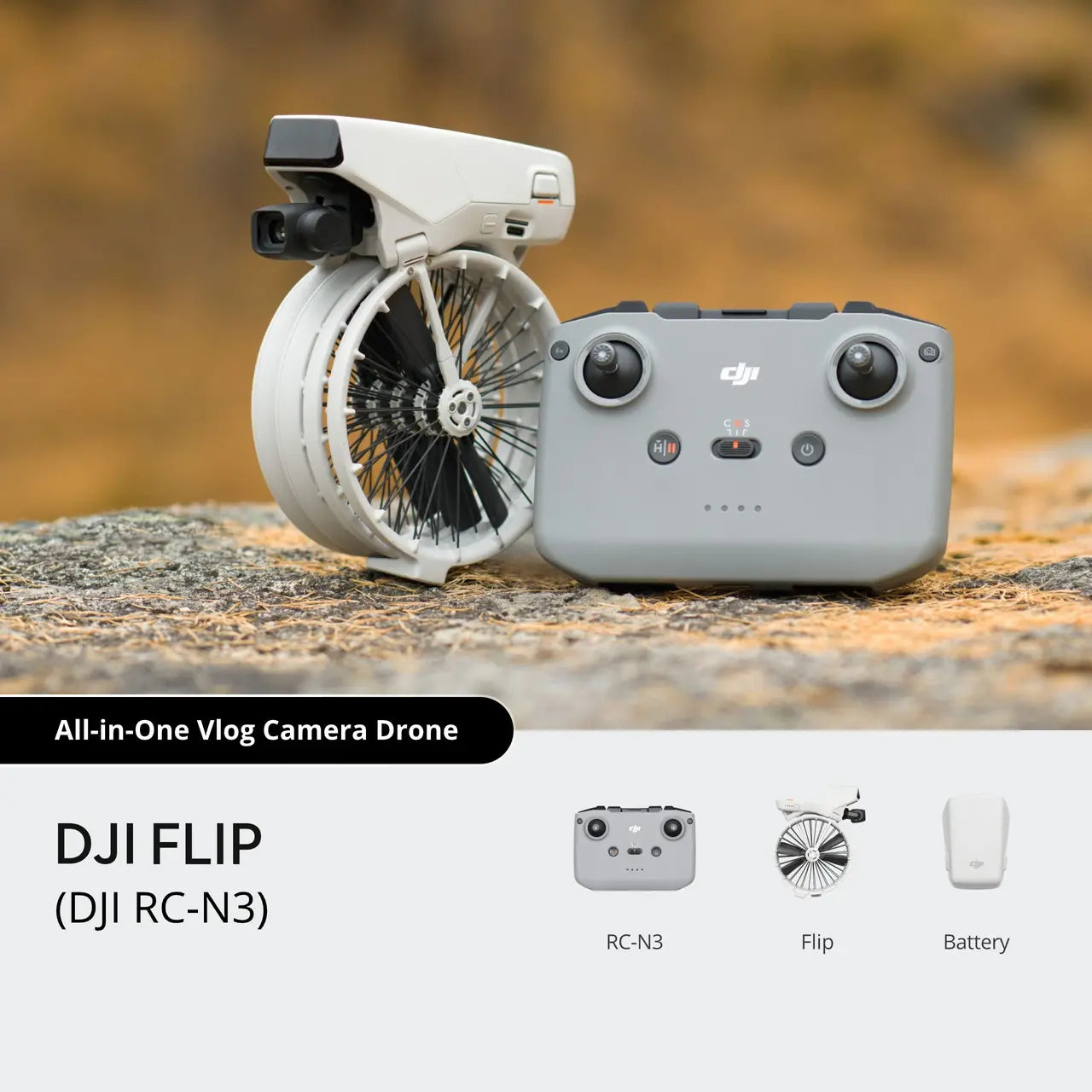 DJI Flip RC-N3 on a rock