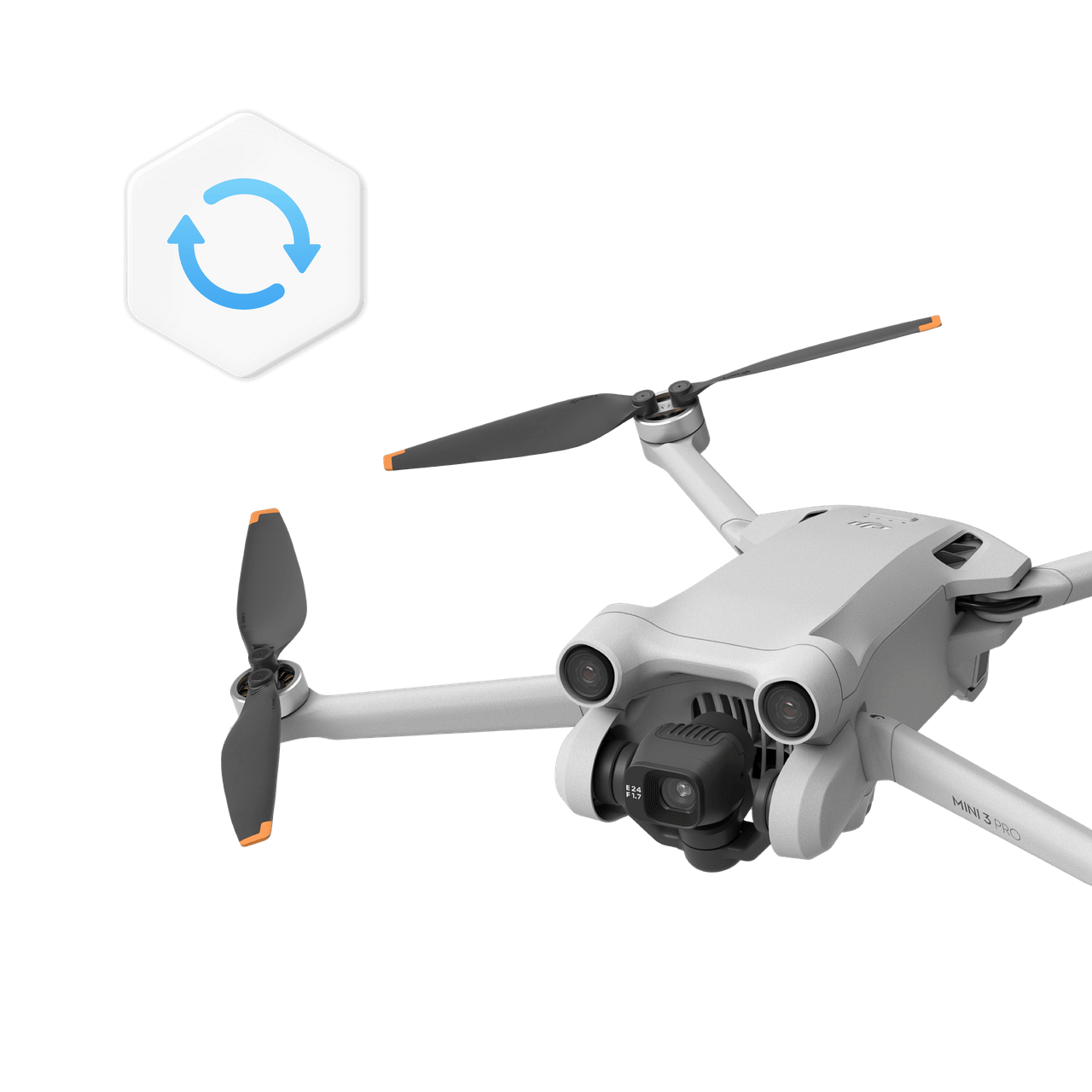 White drone with black camera on a transparent background