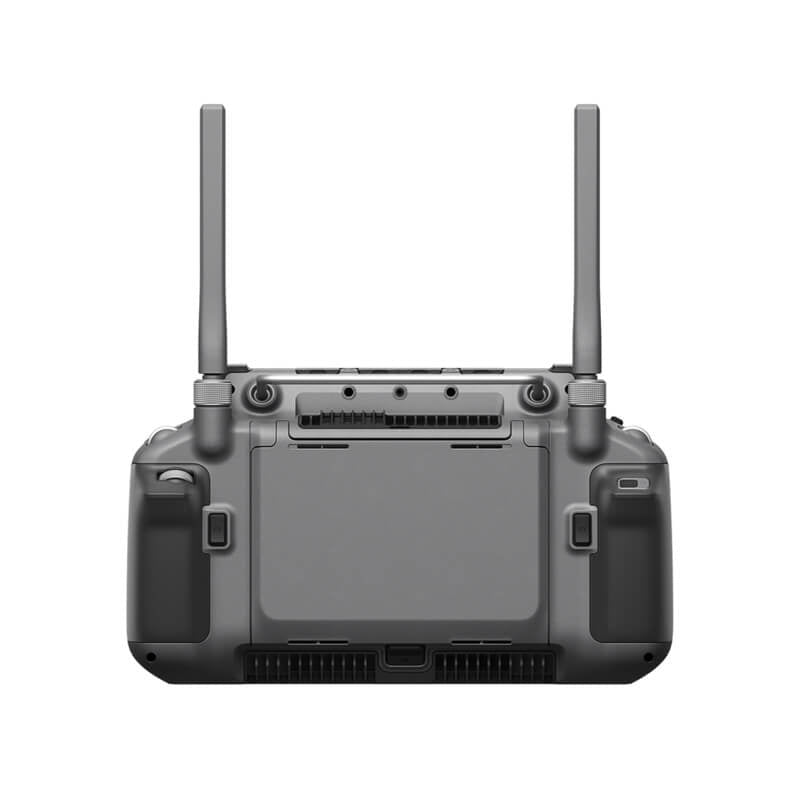 Black drone controller with antennas on a white background